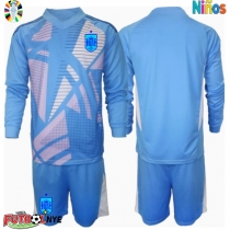 Camiseta España Portero Primera Equipación para niños Eurocopa 2024 manga larga (+ pantalones cortos)